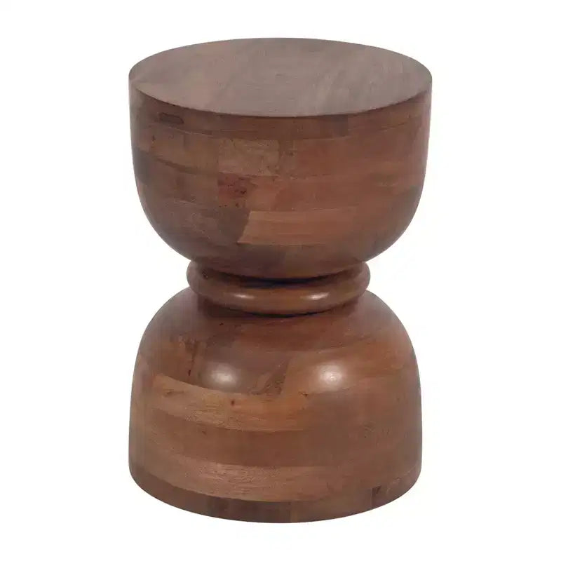 Unique End Table, Side Table, or Small Night Stand for Home Decor - Modern Polished Mango Wood Table Ideal for Small Spaces - 18 Gold