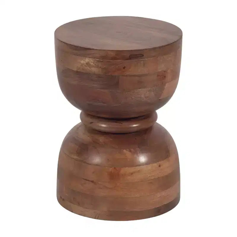 Unique End Table, Side Table, or Small Night Stand for Home Decor - Modern Polished Mango Wood Table Ideal for Small Spaces - 18 Gold