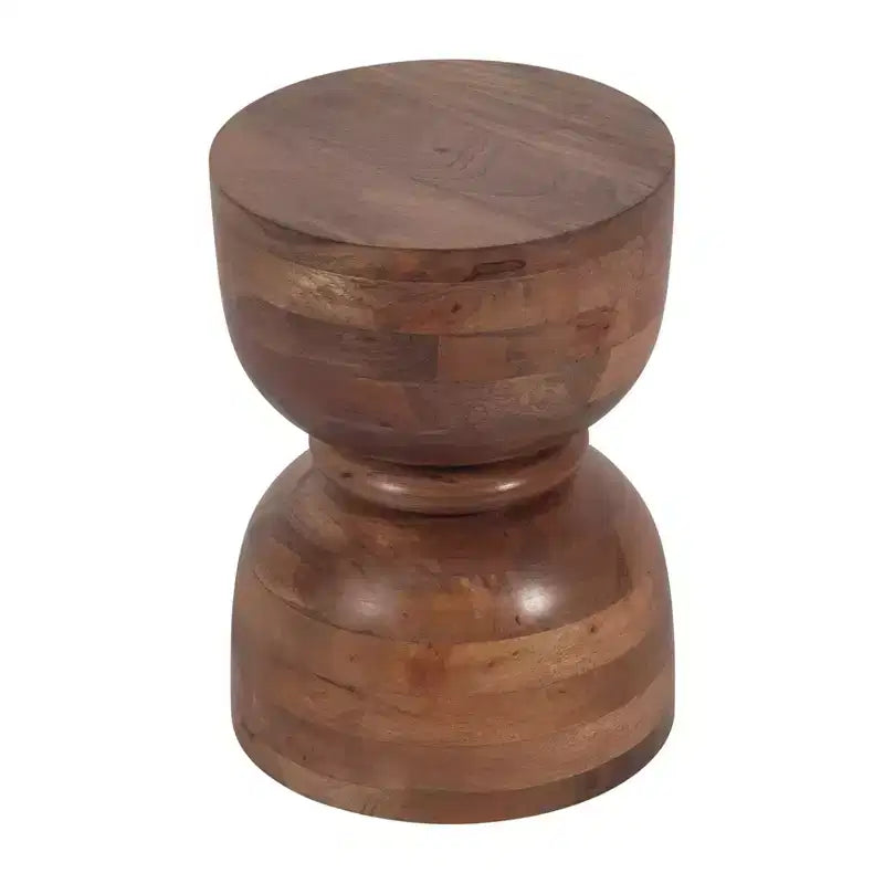 Unique End Table, Side Table, or Small Night Stand for Home Decor - Modern Polished Mango Wood Table Ideal for Small Spaces - 18 Gold