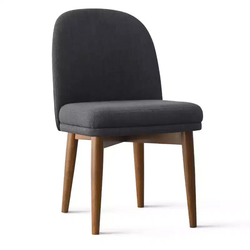 Set of 2 Modern Upholstered Dining Chairs, Linen Blend Armless Kitchen Seating with Solid Rubberwood Legs for Dining Room-Panipeachy