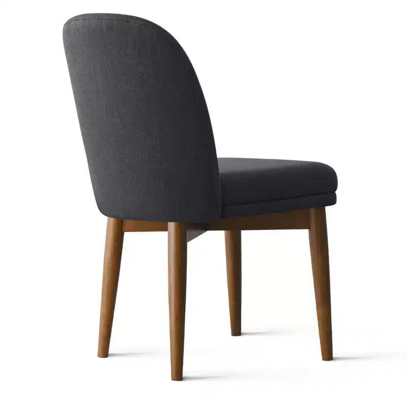Set of 2 Modern Upholstered Dining Chairs, Linen Blend Armless Kitchen Seating with Solid Rubberwood Legs for Dining Room-Panipeachy