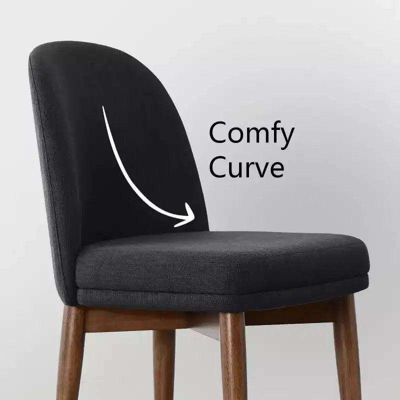 Set of 2 Modern Upholstered Dining Chairs, Linen Blend Armless Kitchen Seating with Solid Rubberwood Legs for Dining Room-Panipeachy