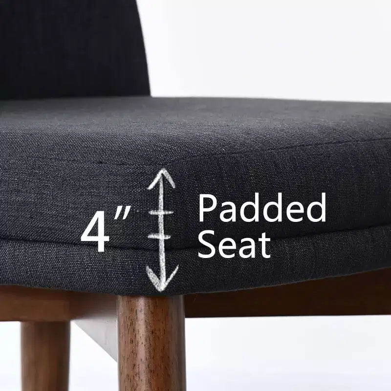 Set of 2 Modern Upholstered Dining Chairs, Linen Blend Armless Kitchen Seating with Solid Rubberwood Legs for Dining Room-Panipeachy