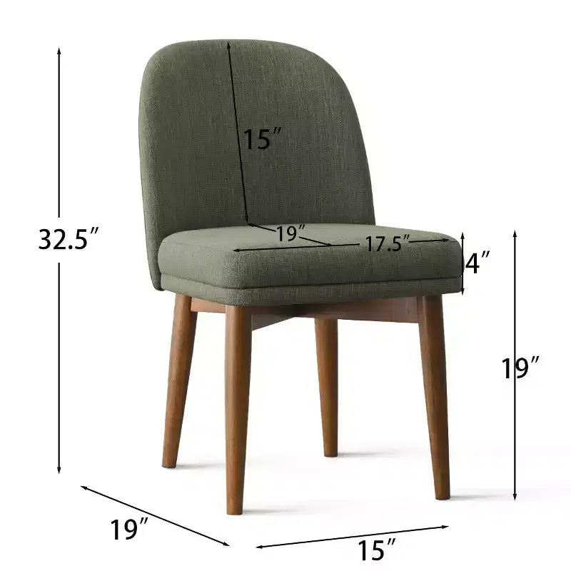 Set of 2 Modern Upholstered Dining Chairs, Linen Blend Armless Kitchen Seating with Solid Rubberwood Legs for Dining Room-Panipeachy