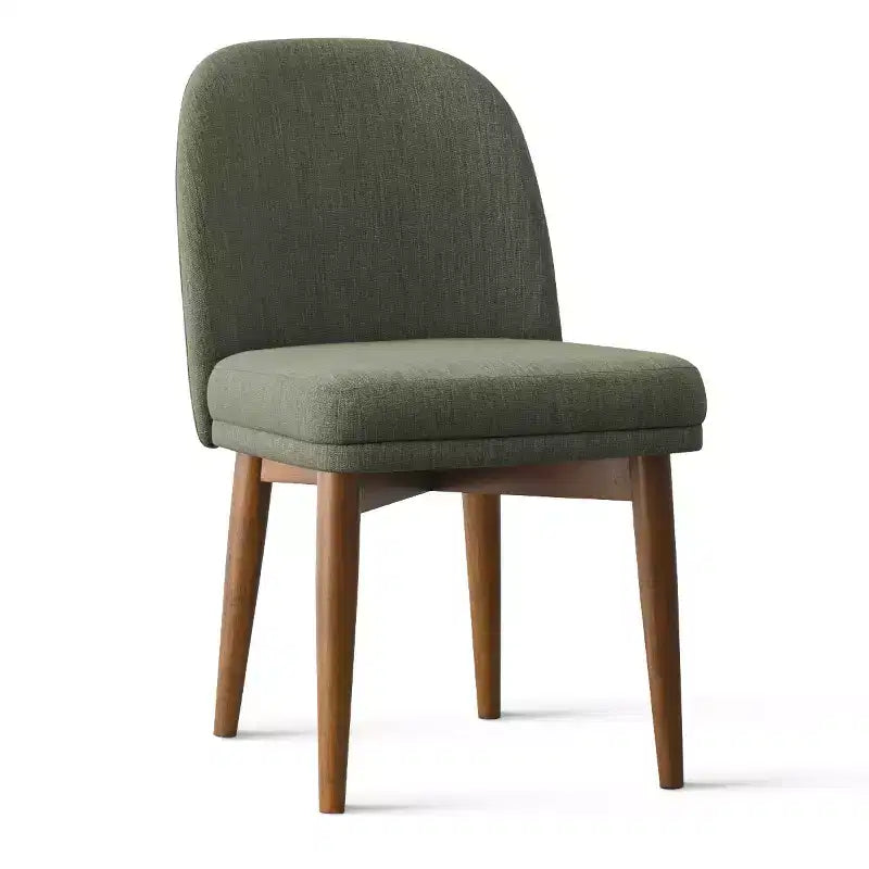 Set of 2 Modern Upholstered Dining Chairs, Linen Blend Armless Kitchen Seating with Solid Rubberwood Legs for Dining Room-Panipeachy