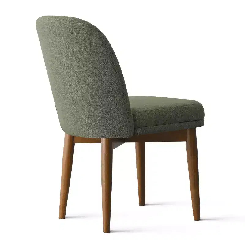Set of 2 Modern Upholstered Dining Chairs, Linen Blend Armless Kitchen Seating with Solid Rubberwood Legs for Dining Room-Panipeachy
