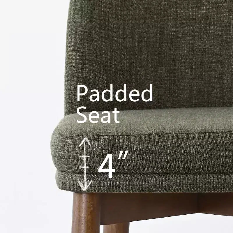Set of 2 Modern Upholstered Dining Chairs, Linen Blend Armless Kitchen Seating with Solid Rubberwood Legs for Dining Room-Panipeachy