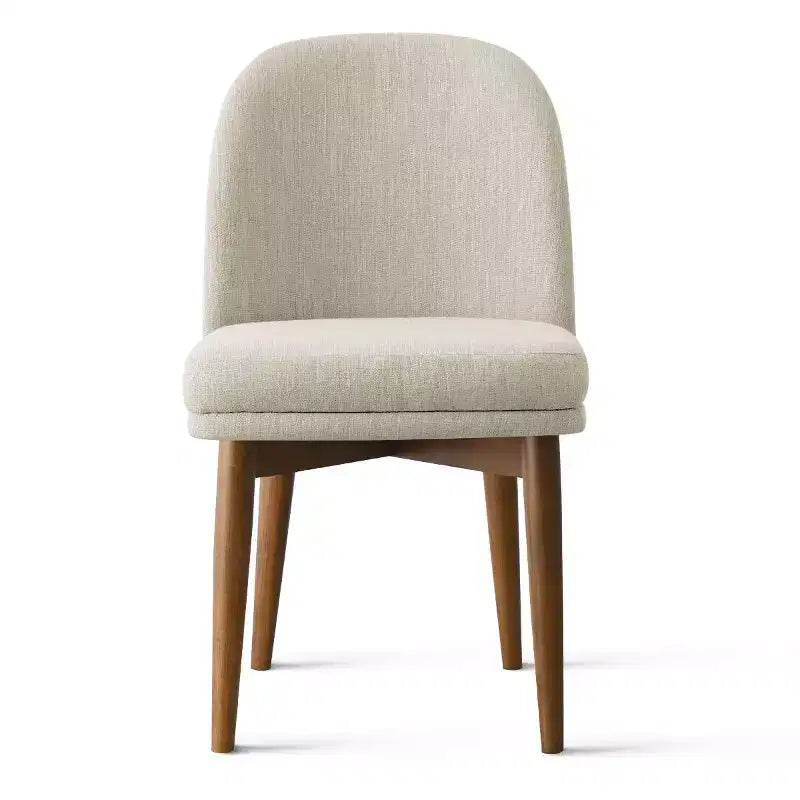 Set of 2 Modern Upholstered Dining Chairs, Linen Blend Armless Kitchen Seating with Solid Rubberwood Legs for Dining Room-Panipeachy