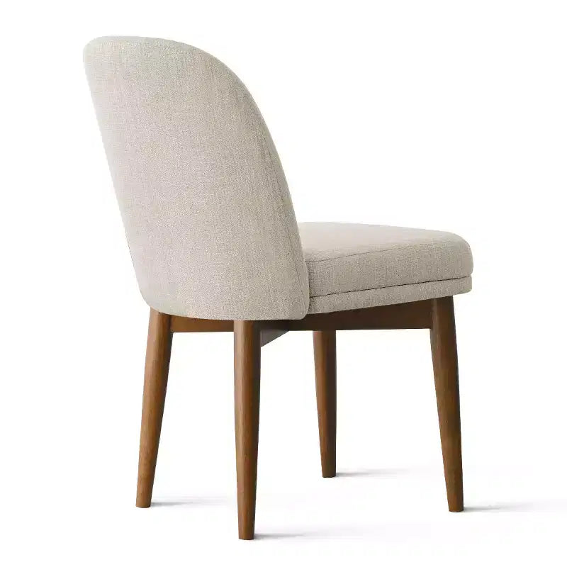 Set of 2 Modern Upholstered Dining Chairs, Linen Blend Armless Kitchen Seating with Solid Rubberwood Legs for Dining Room-Panipeachy
