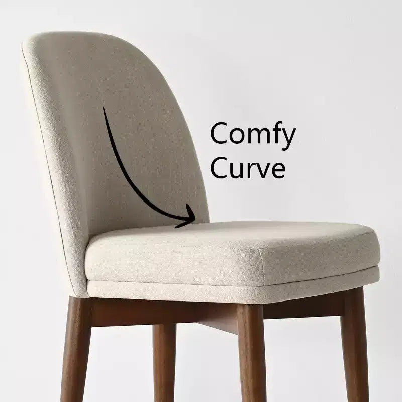 Set of 2 Modern Upholstered Dining Chairs, Linen Blend Armless Kitchen Seating with Solid Rubberwood Legs for Dining Room-Panipeachy