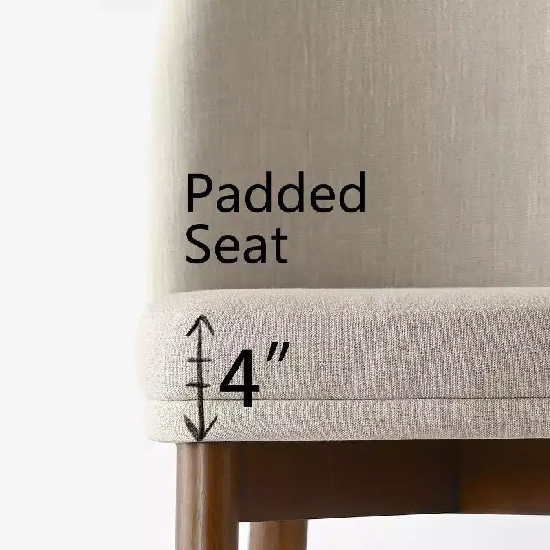 Set of 2 Modern Upholstered Dining Chairs, Linen Blend Armless Kitchen Seating with Solid Rubberwood Legs for Dining Room-Panipeachy