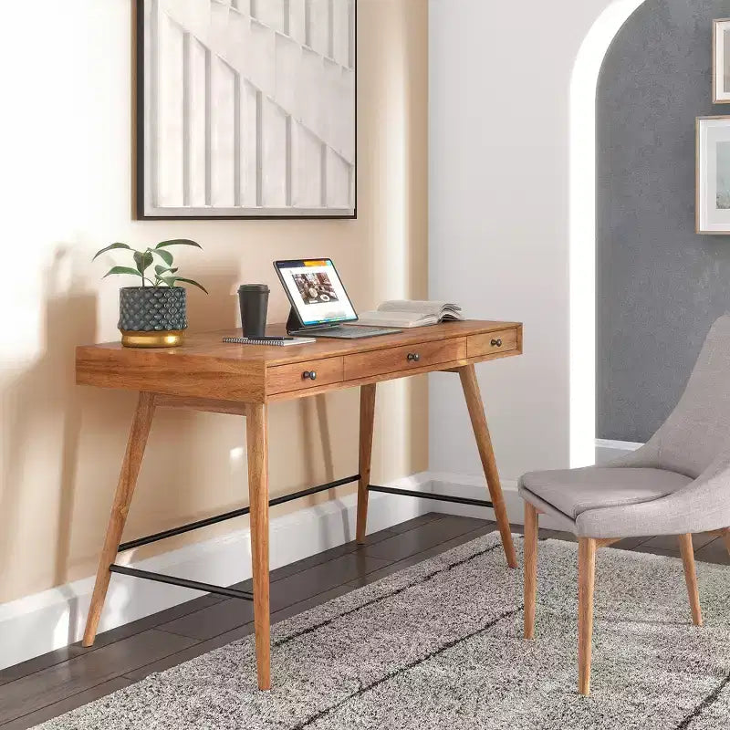 Foerster Wood 3-Drawer Writing Desk - iNSPIRE Q