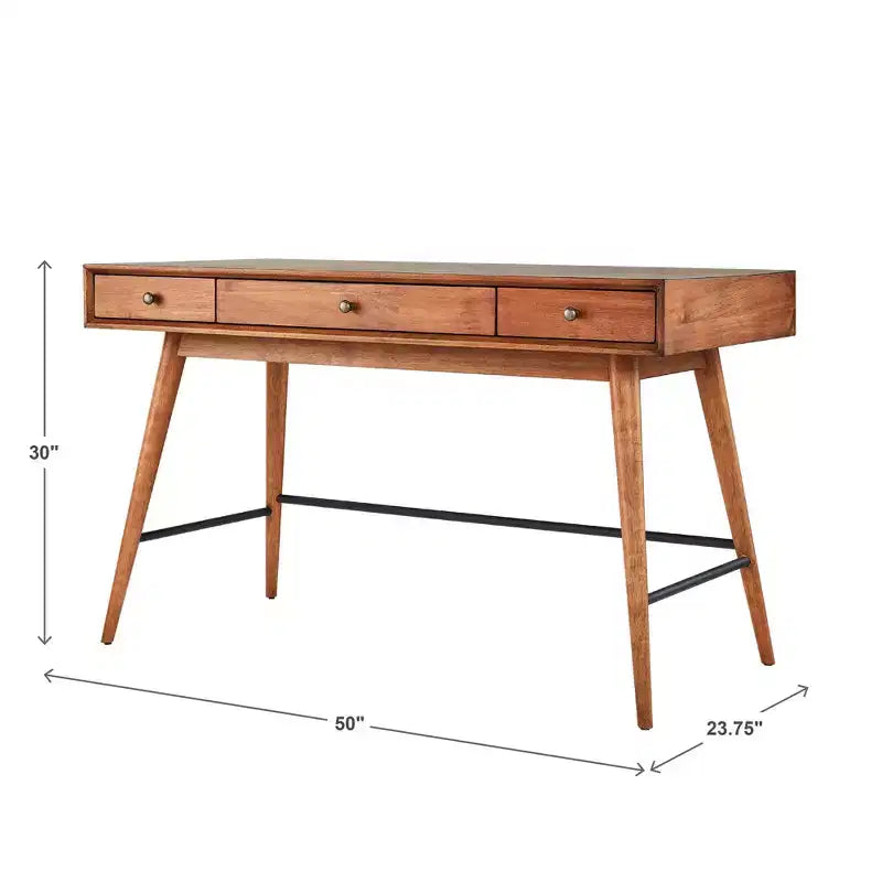 Foerster Wood 3-Drawer Writing Desk - iNSPIRE Q