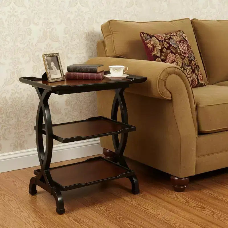 HomeRoots 29 Cherry Manufactured Wood Rectangular End Table With Two Shelves