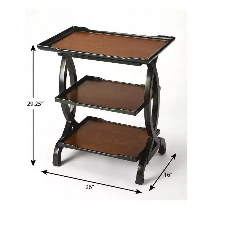HomeRoots 29 Cherry Manufactured Wood Rectangular End Table With Two Shelves