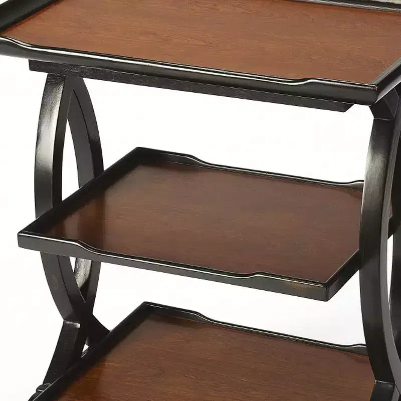 HomeRoots 29 Cherry Manufactured Wood Rectangular End Table With Two Shelves