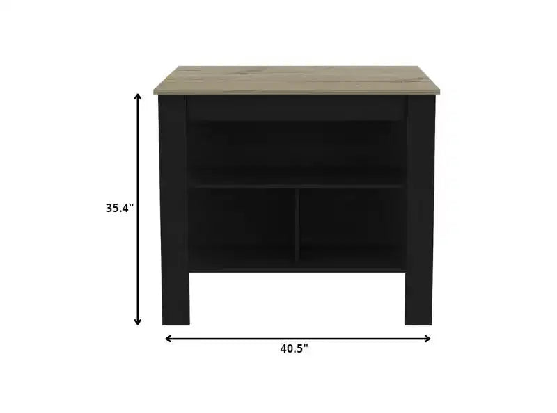 HomeRoots Black and Natural 41 Kitchen Island With Storage