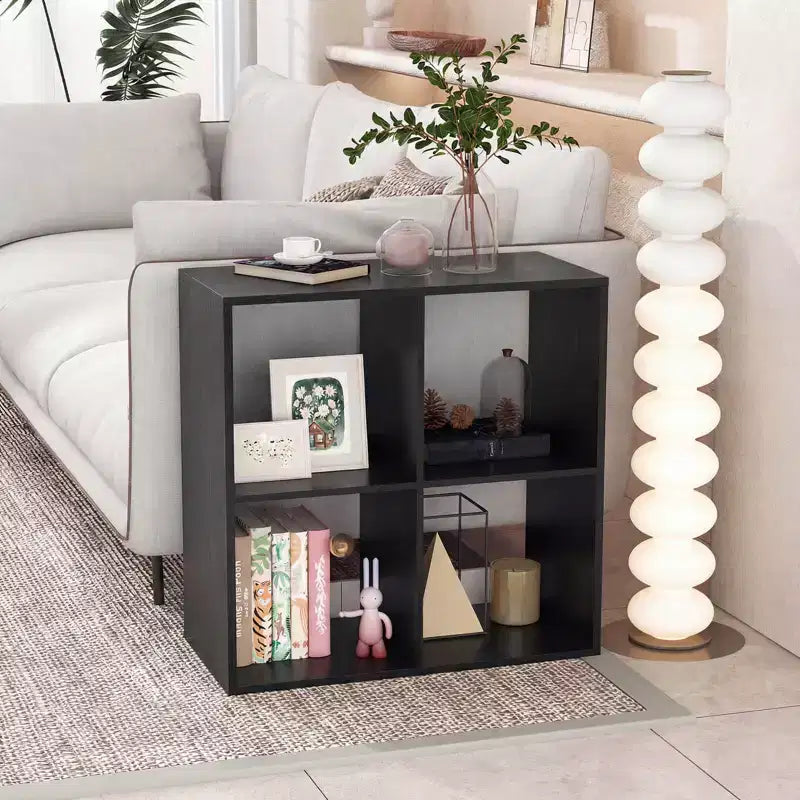 Costway 4-Cube Open Bookshelf with Anti-tip Kits Home Modern Style Storage Shelf for Study Black/White/Natural/Brown
