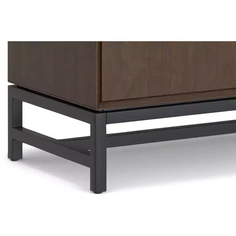 Devlin SOLID HARDWOOD 32 inch Wide Rectangle Modern Industrial Bar Cabinet in Walnut Brown