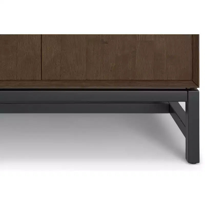 Devlin SOLID HARDWOOD 32 inch Wide Rectangle Modern Industrial Bar Cabinet in Walnut Brown