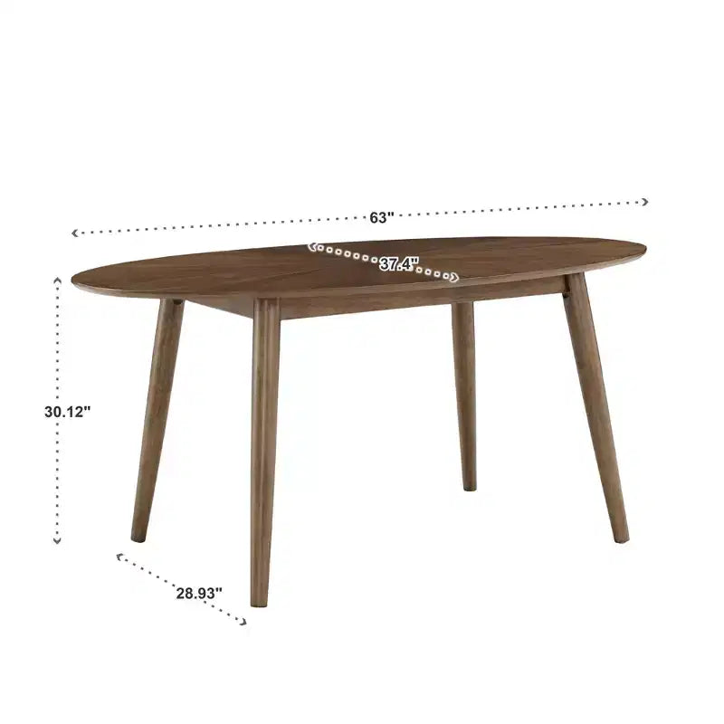 Jonas 63 Mid-Century Walnut Oval Dining Table - Walnut - iNSPIRE Q