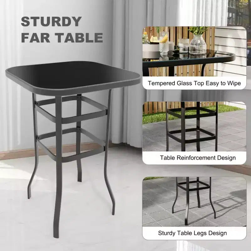 360 Swivel Patio Bar Stools Set of 2, High Back Outdoor Counter Height Chairs with Armrests, All-Weather Metal Frame for Deck, Lawn, Gardenniu