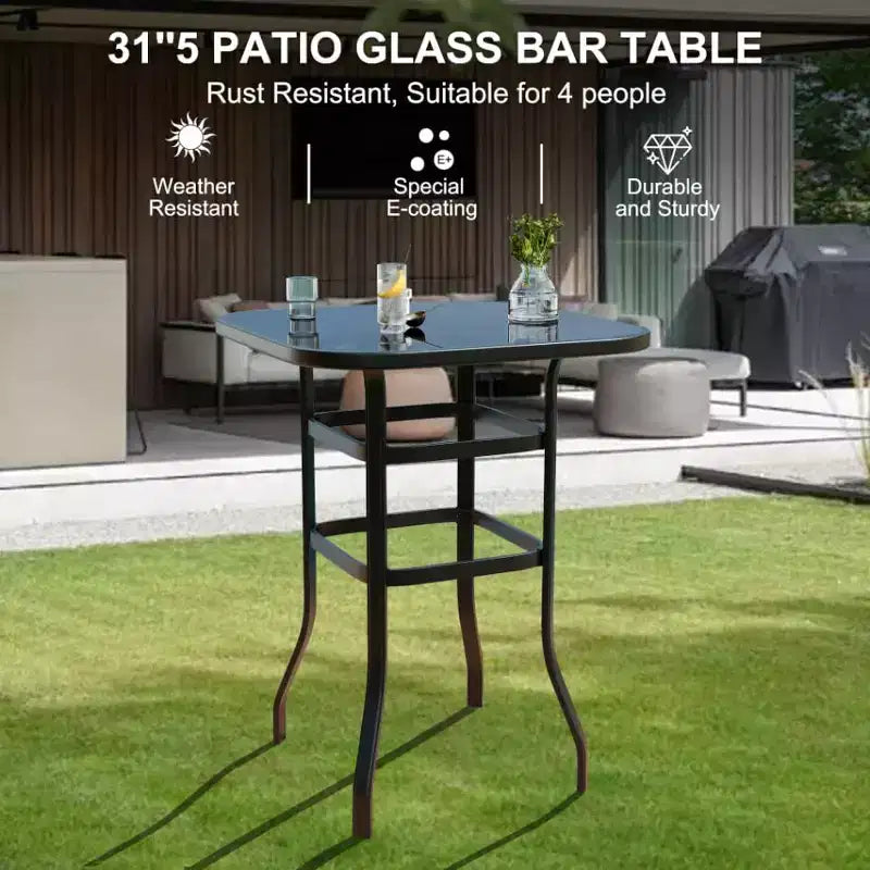 360 Swivel Patio Bar Stools Set of 2, High Back Outdoor Counter Height Chairs with Armrests, All-Weather Metal Frame for Deck, Lawn, Gardenniu