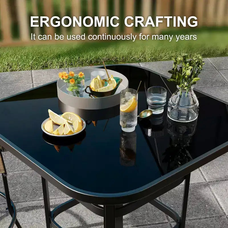 360 Swivel Patio Bar Stools Set of 2, High Back Outdoor Counter Height Chairs with Armrests, All-Weather Metal Frame for Deck, Lawn, Gardenniu