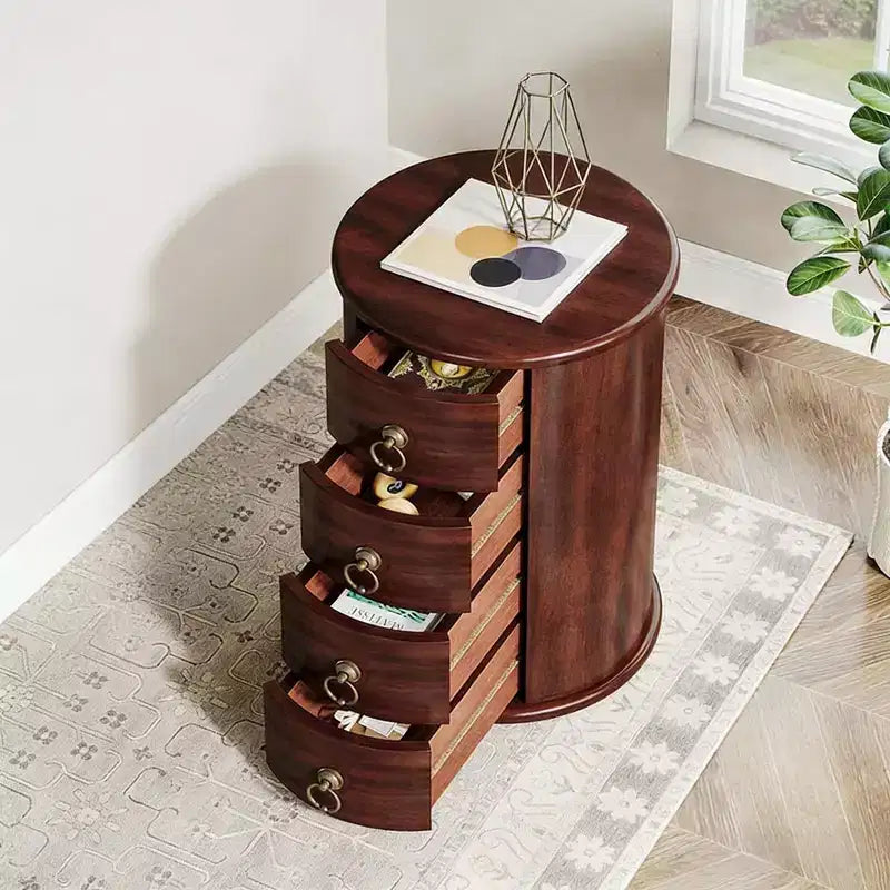 GDFStudio Lytton Mid-Century Modern Solid Wood Nightstand with 4 Drawers