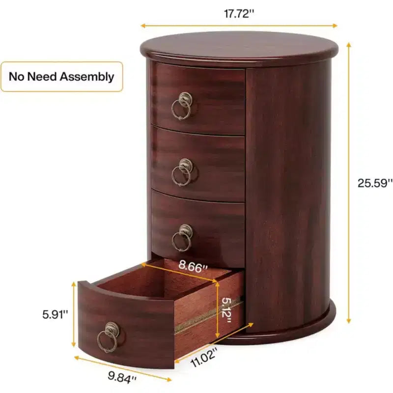 GDFStudio Lytton Mid-Century Modern Solid Wood Nightstand with 4 Drawers