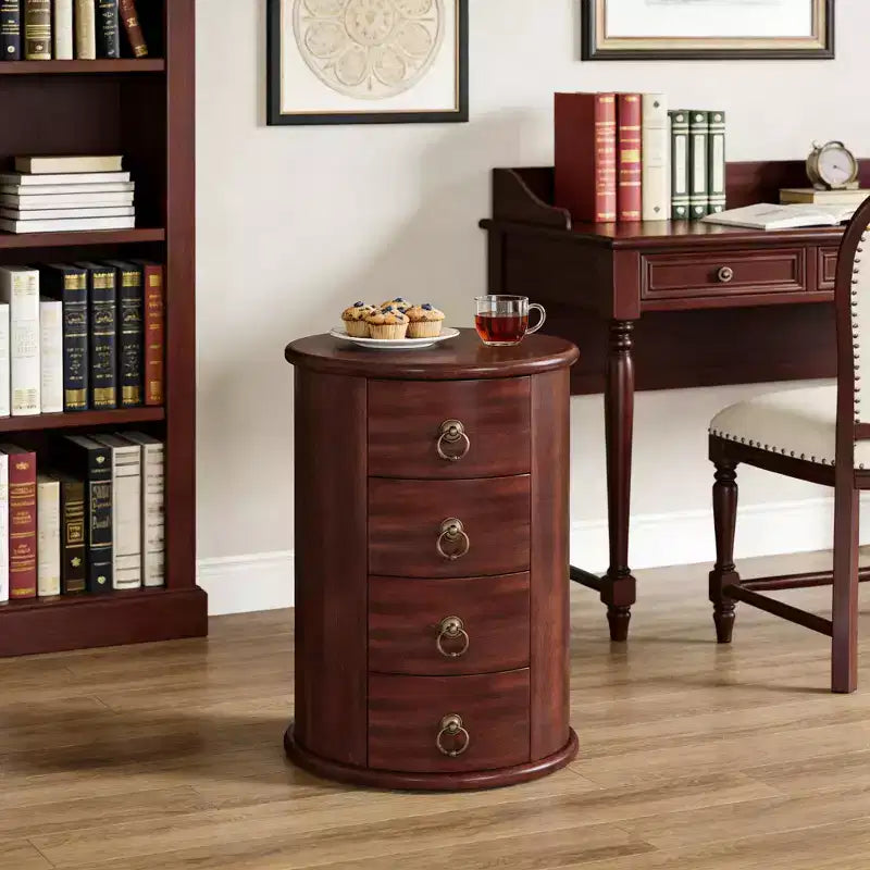 GDFStudio Lytton Mid-Century Modern Solid Wood Nightstand with 4 Drawers