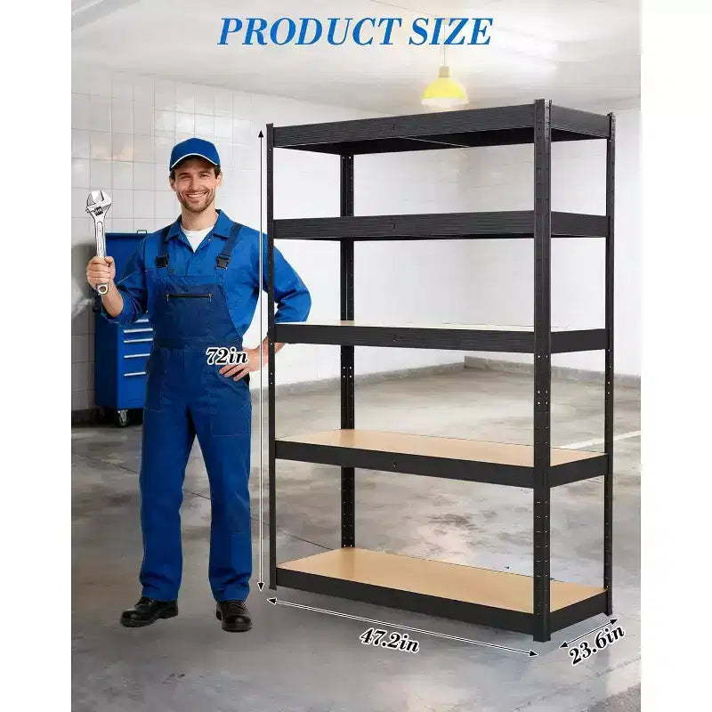 5-Tier Heavy Duty Metal Shelving Unit, Adjustable Garage Storage Rack 2000 lbs Capacity for Garage Warehouse Basement