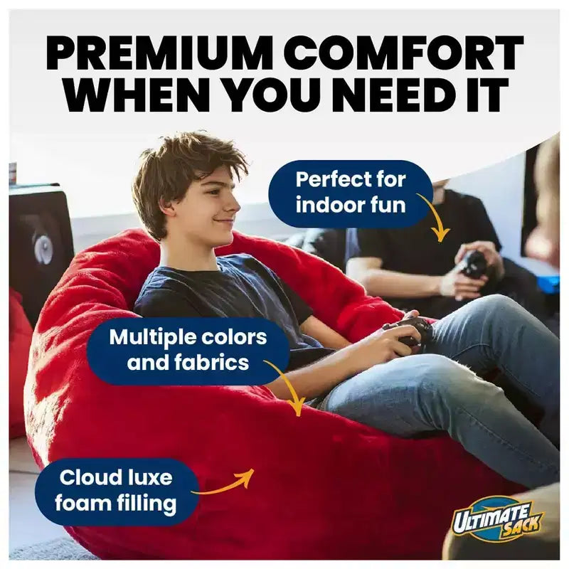 Ultimate Sack Lounger Bean Bag Chair Oversized Indoor Comfy Loveseat, Navy Fur