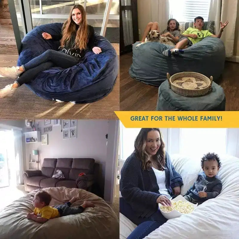 Ultimate Sack Lounger Bean Bag Chair Oversized Indoor Comfy Loveseat, Navy Fur