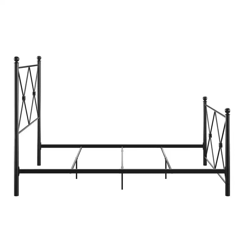 Nelley Double X Black Metal Queen Bed - Black - iNSPIRE Q
