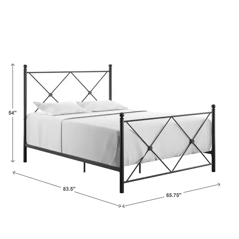 Nelley Double X Black Metal Queen Bed - Black - iNSPIRE Q