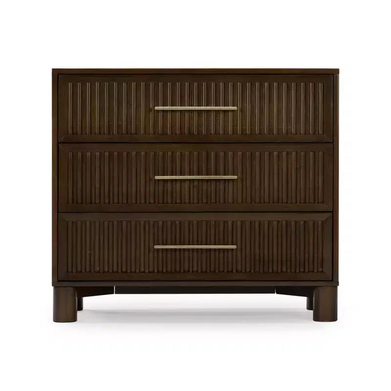 Sera Fluted 3 Drawer Dresser with Brass Handle