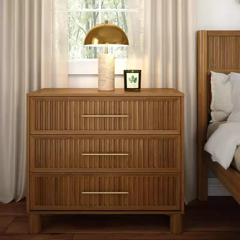 Sera Fluted 3 Drawer Dresser with Brass Handle