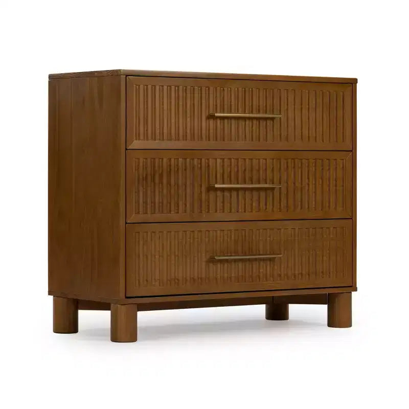 Sera Fluted 3 Drawer Dresser with Brass Handle