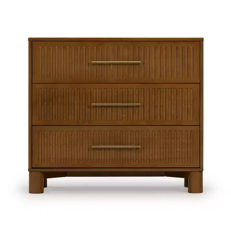 Sera Fluted 3 Drawer Dresser with Brass Handle