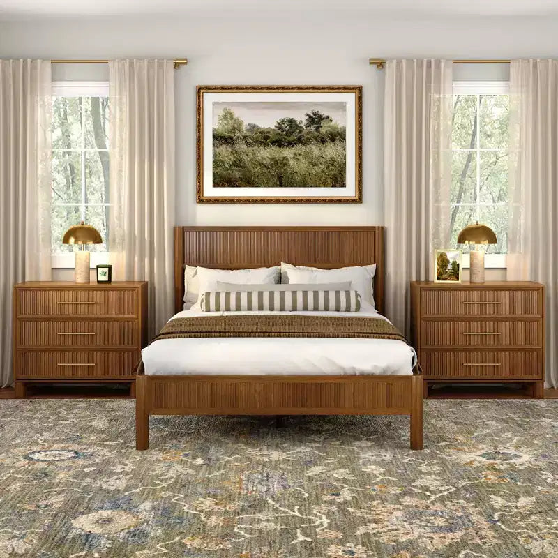 Sera Fluted 3 Drawer Dresser with Brass Handle