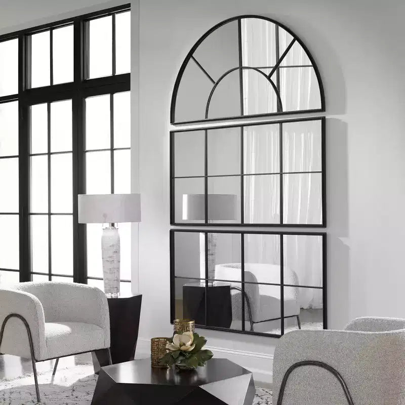 Uttermost Rousseau Wrought-Iron Black 30 x 60 Wall Mirror