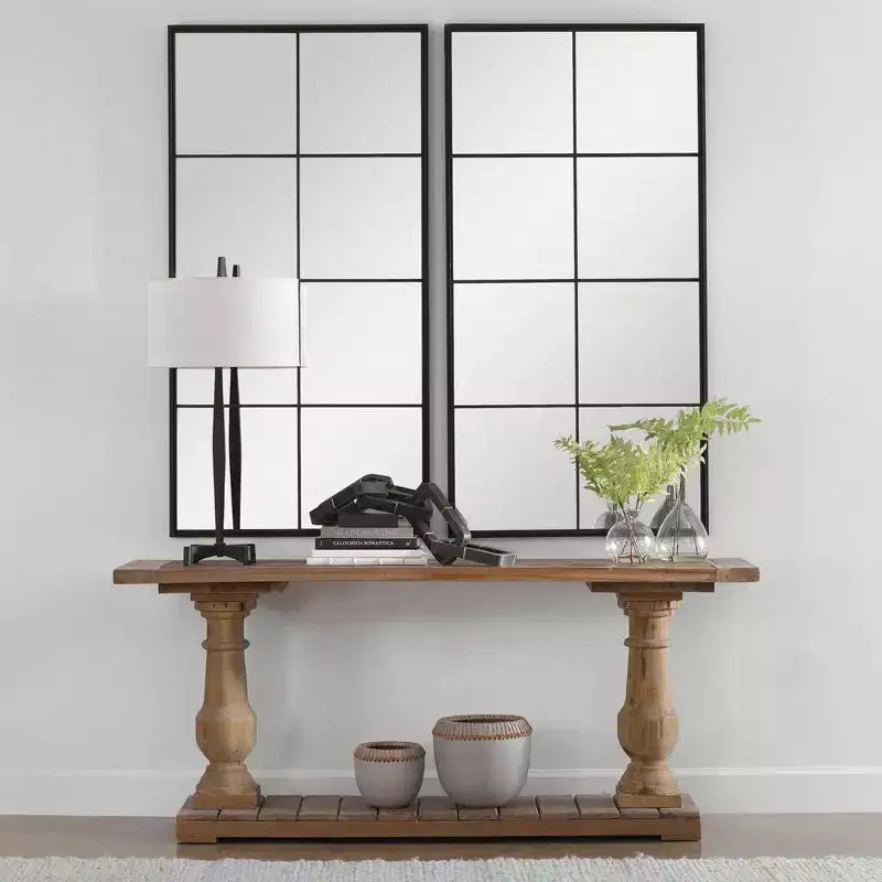 Uttermost Rousseau Wrought-Iron Black 30 x 60 Wall Mirror