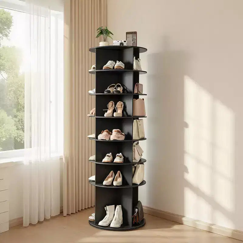 VEVOR 7Tiers Rotating Shoe Rack Tower,360Spinning Shoe Rack,Revolving Storage Round Carousel Display,Freestanding Lazy Susan Organizer Display,Black