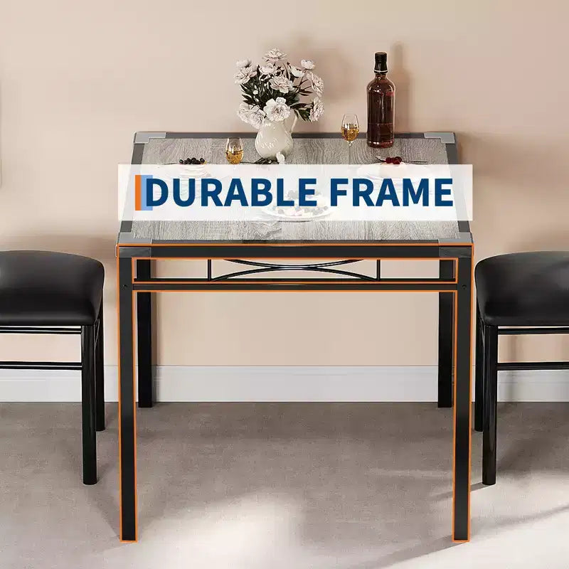 Black MDF & Metal Dining Table Set  Space-Saving for Small Spaces, Choose 4-Piece (1 Table + 4 Chairs) or 2-Piece (1 Table + 2 Chairs)