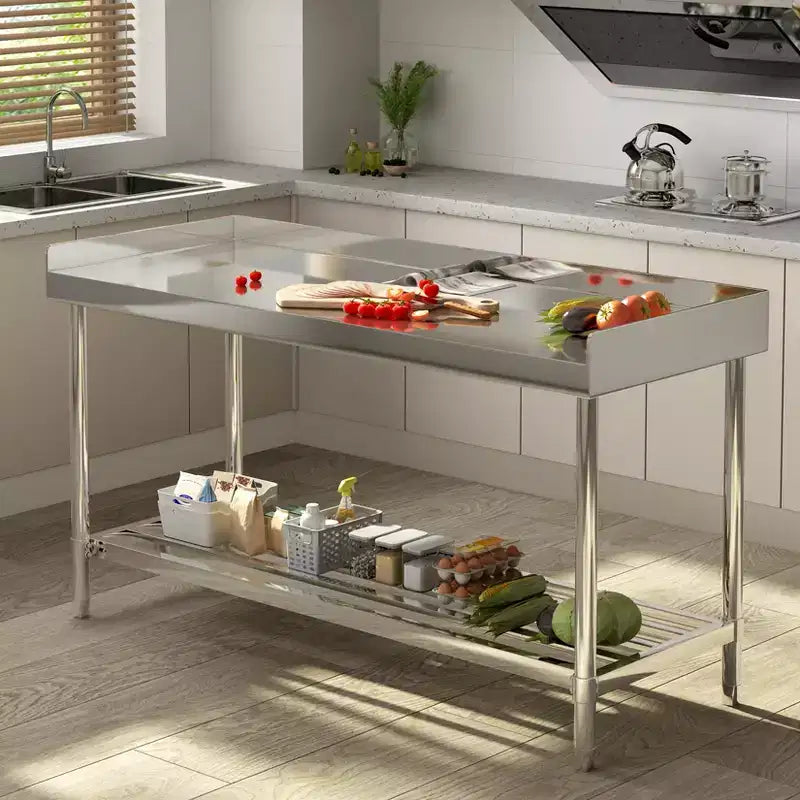 COZONY 24x48 Stainless Steel Work Table with Backsplash, Heavy Duty Commercial Food Prep Table with Adjustable Undershelf