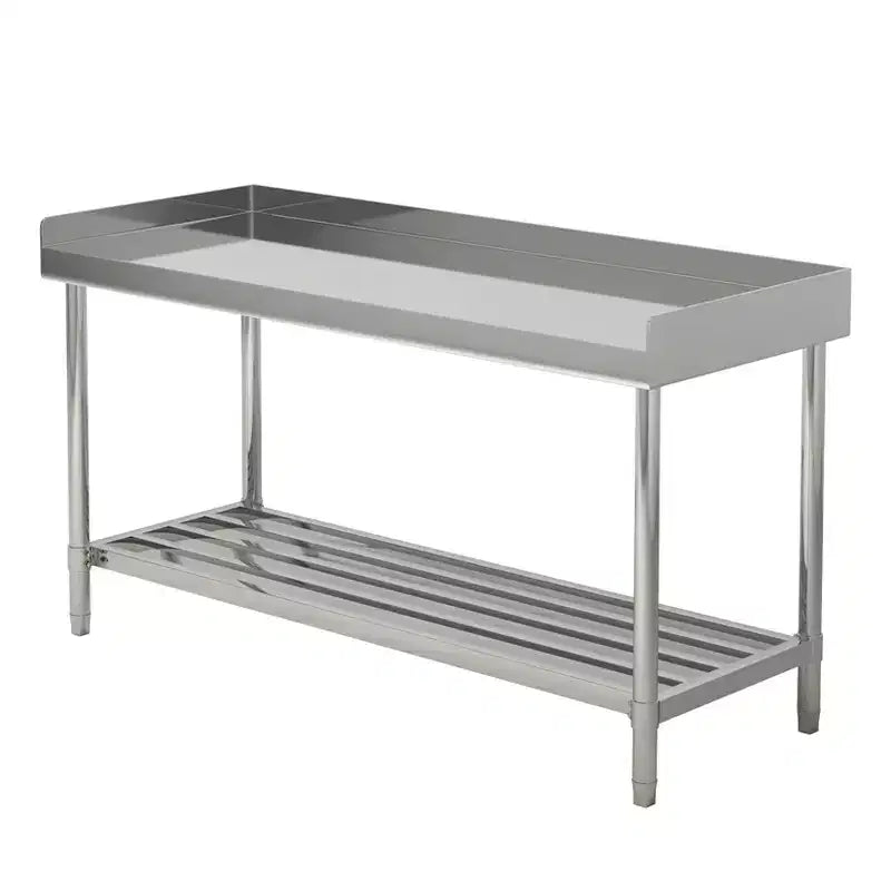 COZONY 24x48 Stainless Steel Work Table with Backsplash, Heavy Duty Commercial Food Prep Table with Adjustable Undershelf