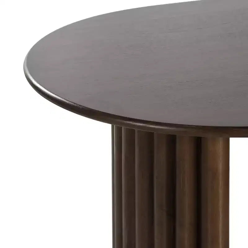 HomeRoots 67 Walnut Solid Wood Double Pedestal Base Oval Dining Table