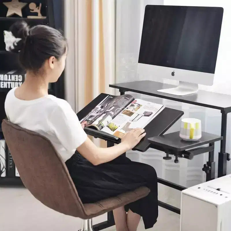 COZONY Height-Adjustable Standing Desk with Wheels, Mobile Sit-Stand Laptop Table with Tilting Top