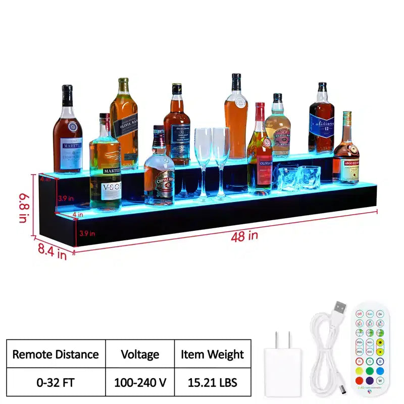Garvee LED Display Shelf, Bar Shelves with Remote and App Control for Restaurants, Party, Black